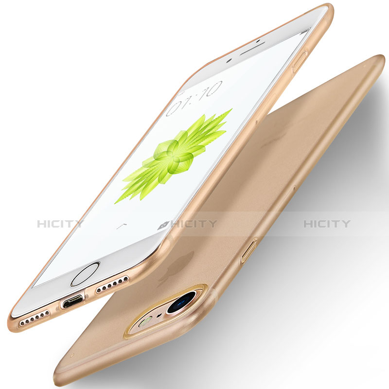 Carcasa Silicona Ultrafina Goma para Apple iPhone 7 Oro