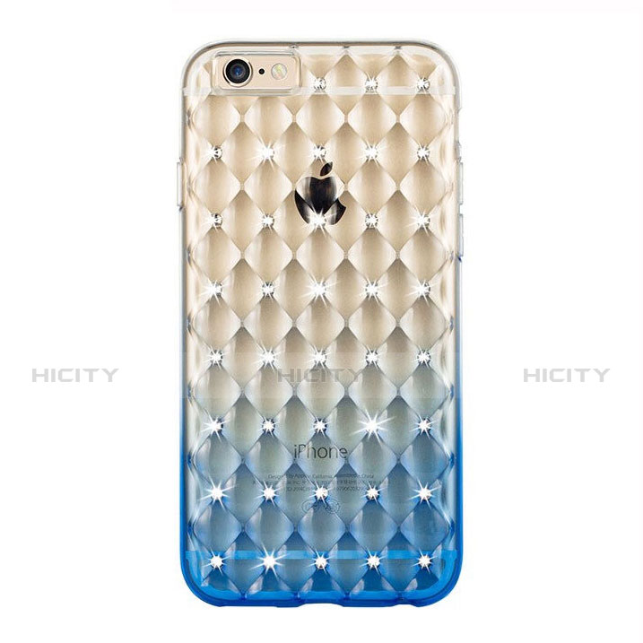 Carcasa Silicona Ultrafina Transparente Gradiente Diamante para Apple iPhone 6 Azul