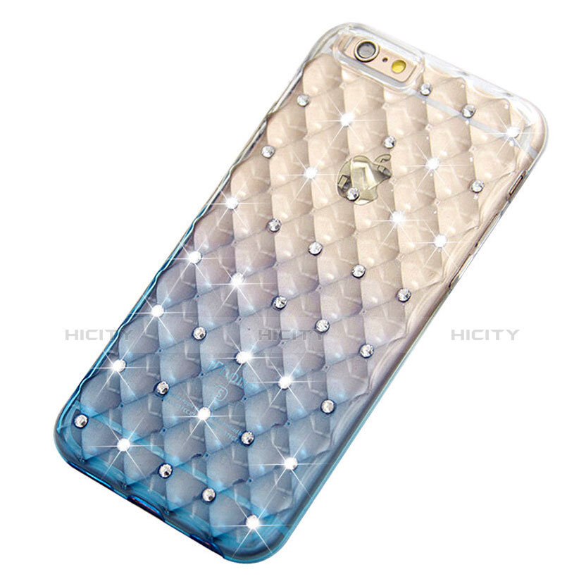 Carcasa Silicona Ultrafina Transparente Gradiente Diamante para Apple iPhone 6 Azul