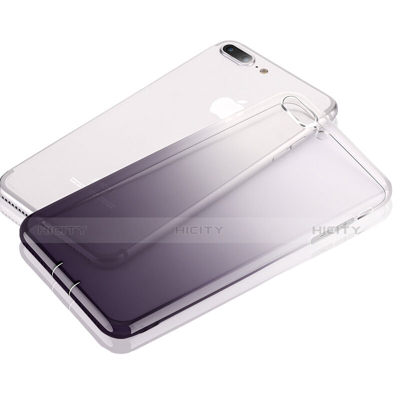 Carcasa Silicona Ultrafina Transparente Gradiente G01 para Apple iPhone 7 Plus Gris