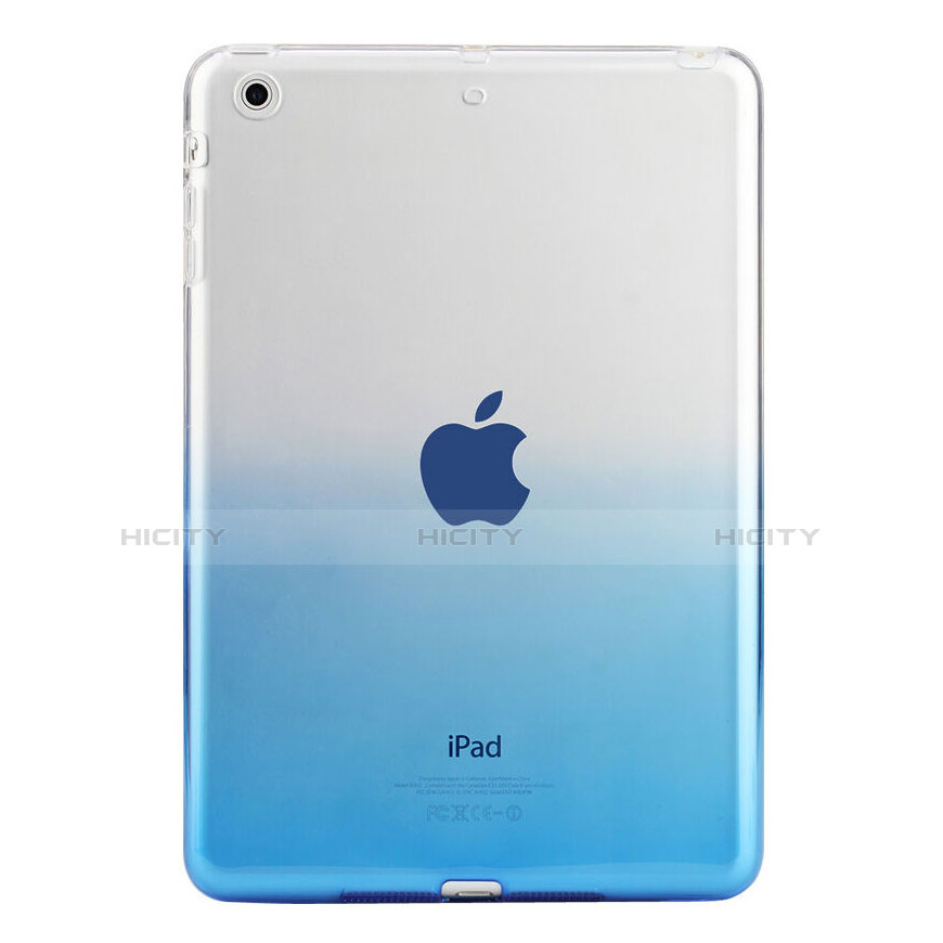 Carcasa Silicona Ultrafina Transparente Gradiente para Apple iPad Mini 3 Azul