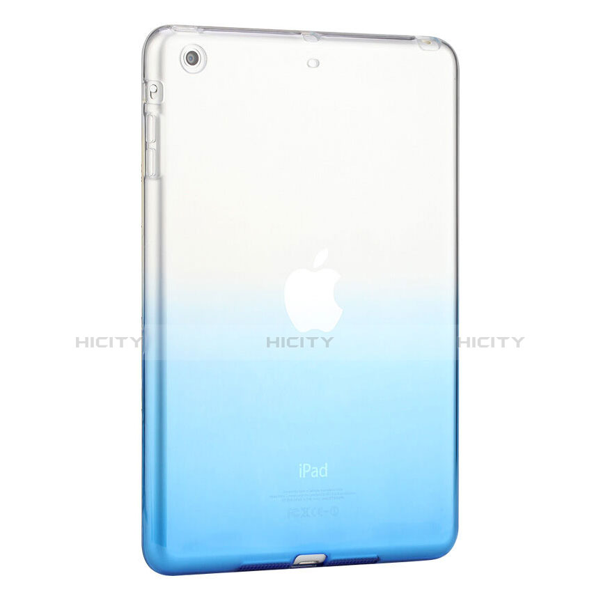 Carcasa Silicona Ultrafina Transparente Gradiente para Apple iPad Mini 3 Azul