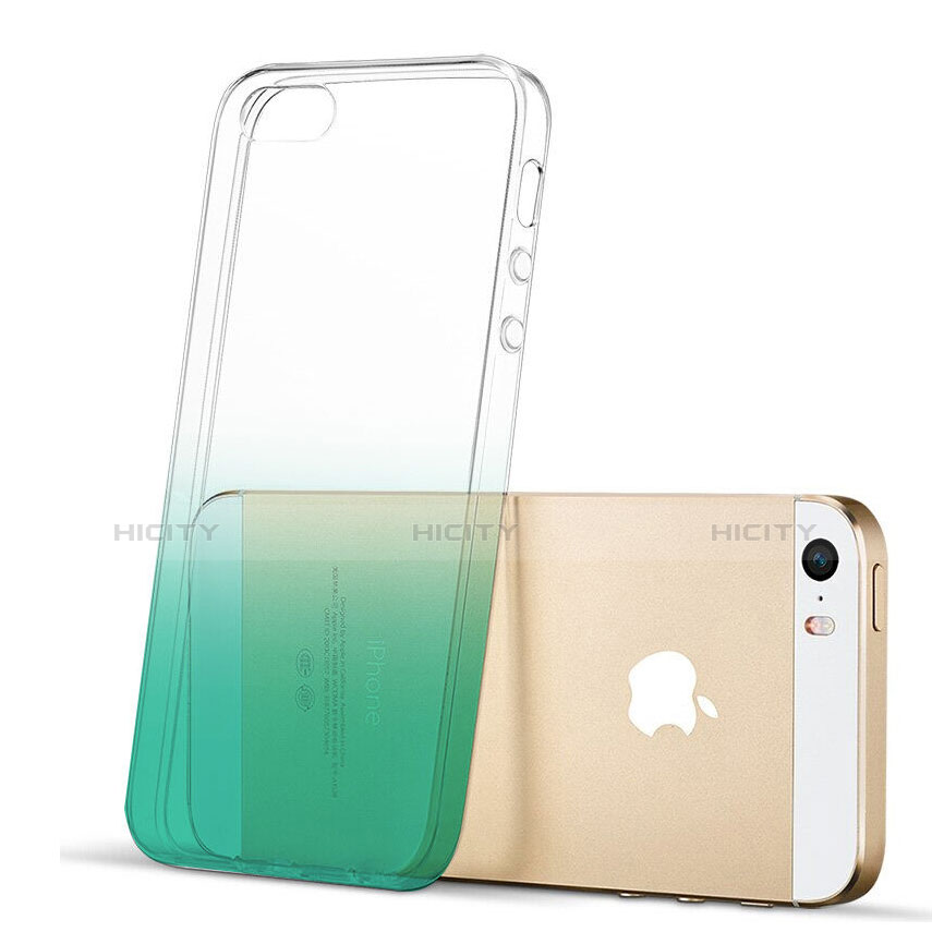 Carcasa Silicona Ultrafina Transparente Gradiente para Apple iPhone 5 Verde