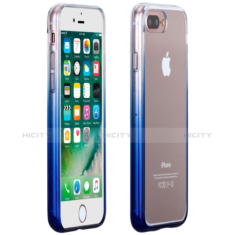 Carcasa Silicona Ultrafina Transparente Gradiente para Apple iPhone 7 Plus Azul