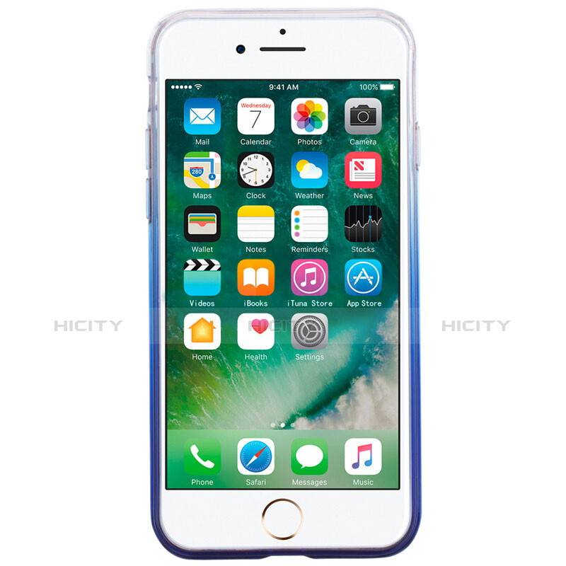 Carcasa Silicona Ultrafina Transparente Gradiente para Apple iPhone 7 Plus Azul