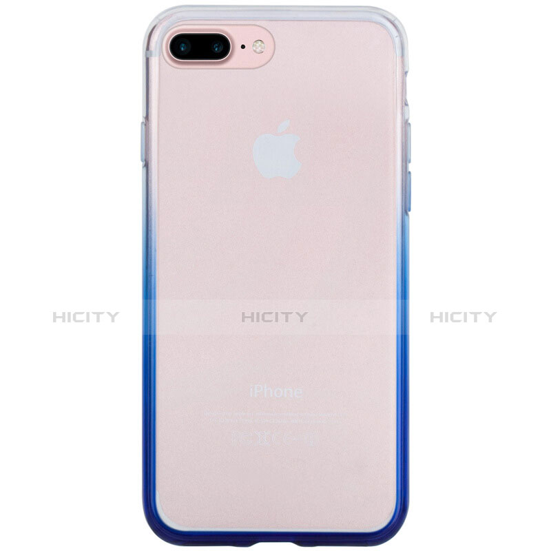 Carcasa Silicona Ultrafina Transparente Gradiente para Apple iPhone 7 Plus Azul