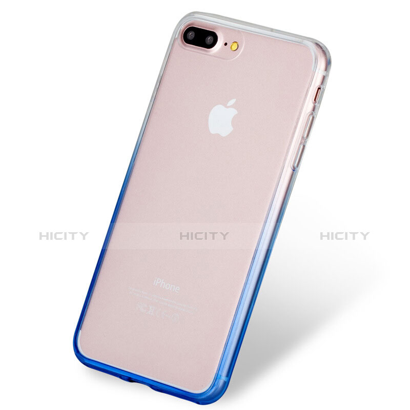 Carcasa Silicona Ultrafina Transparente Gradiente para Apple iPhone 7 Plus Azul