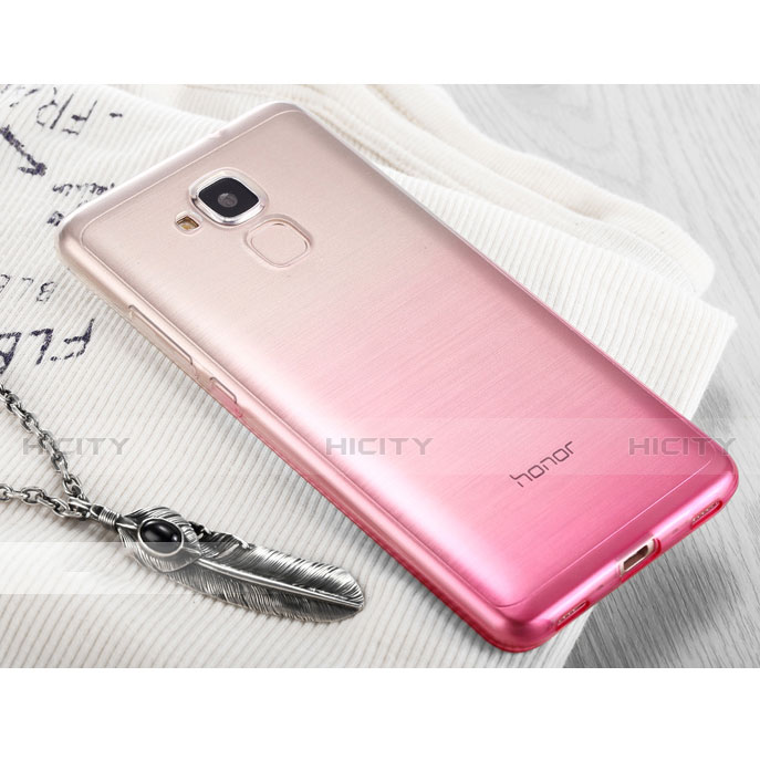 Carcasa Silicona Ultrafina Transparente Gradiente para Huawei Honor 5C Rosa