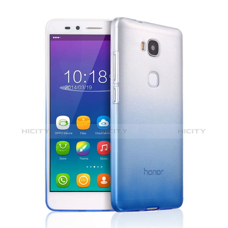 Carcasa Silicona Ultrafina Transparente Gradiente para Huawei Honor 5X Azul Cielo