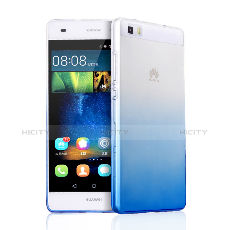 Carcasa Silicona Ultrafina Transparente Gradiente para Huawei P8 Lite Azul