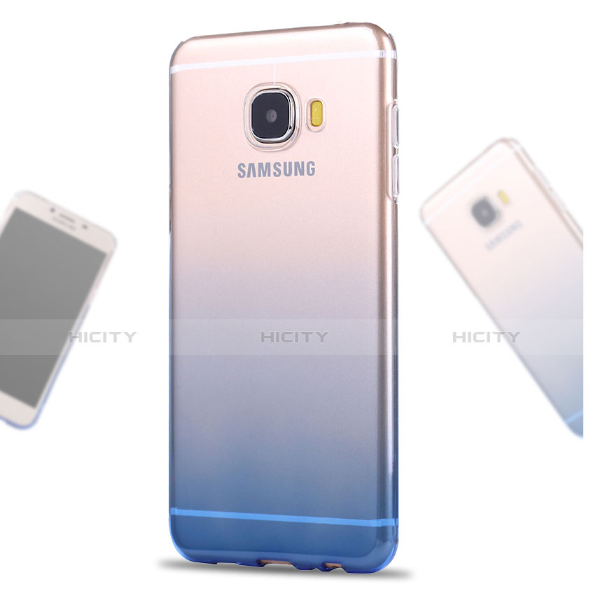 Carcasa Silicona Ultrafina Transparente Gradiente para Samsung Galaxy C5 SM-C5000 Azul