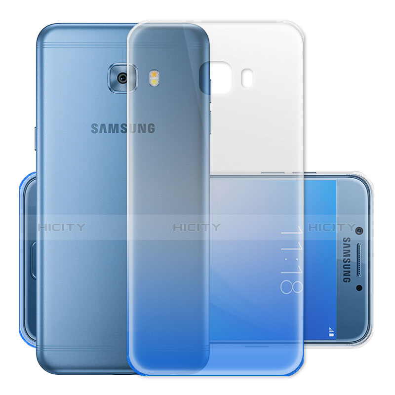 Carcasa Silicona Ultrafina Transparente Gradiente para Samsung Galaxy C7 Pro C7010 Azul