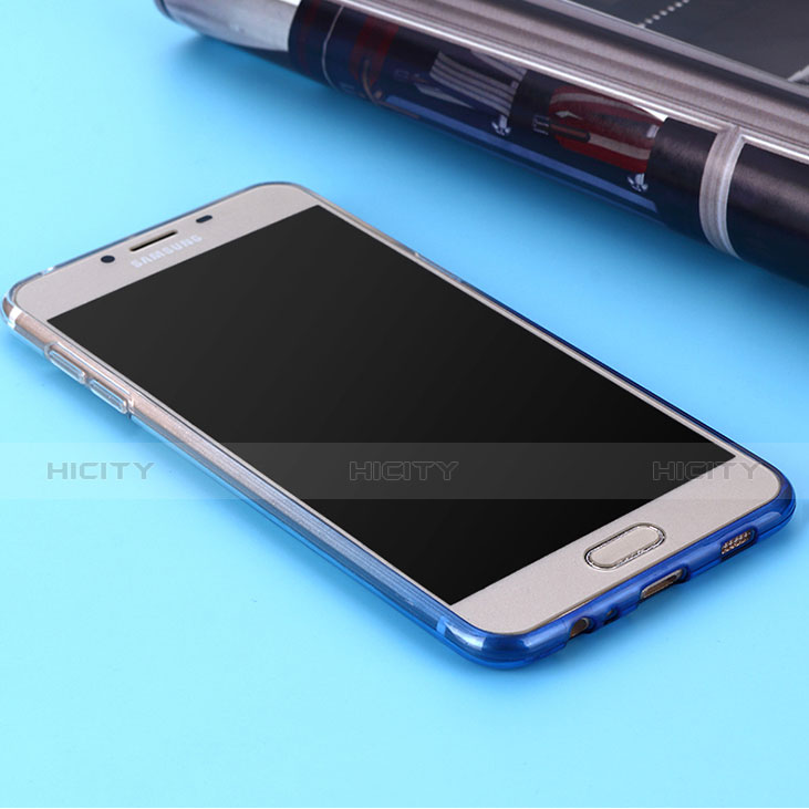 Carcasa Silicona Ultrafina Transparente Gradiente para Samsung Galaxy C7 SM-C7000 Azul