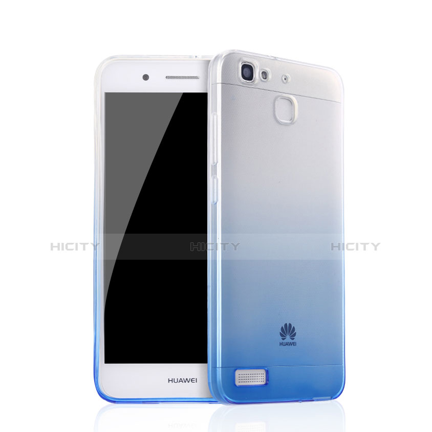 Carcasa Silicona Ultrafina Transparente Gradiente Q01 para Huawei Enjoy 5S Azul