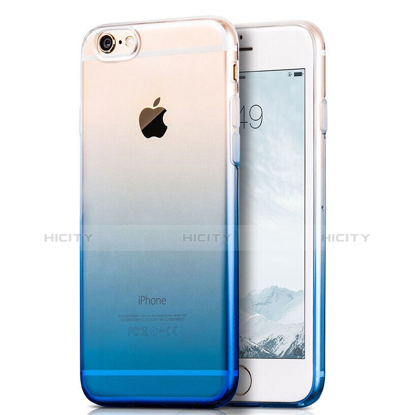 Carcasa Silicona Ultrafina Transparente Gradiente Z01 para Apple iPhone 6 Plus Azul