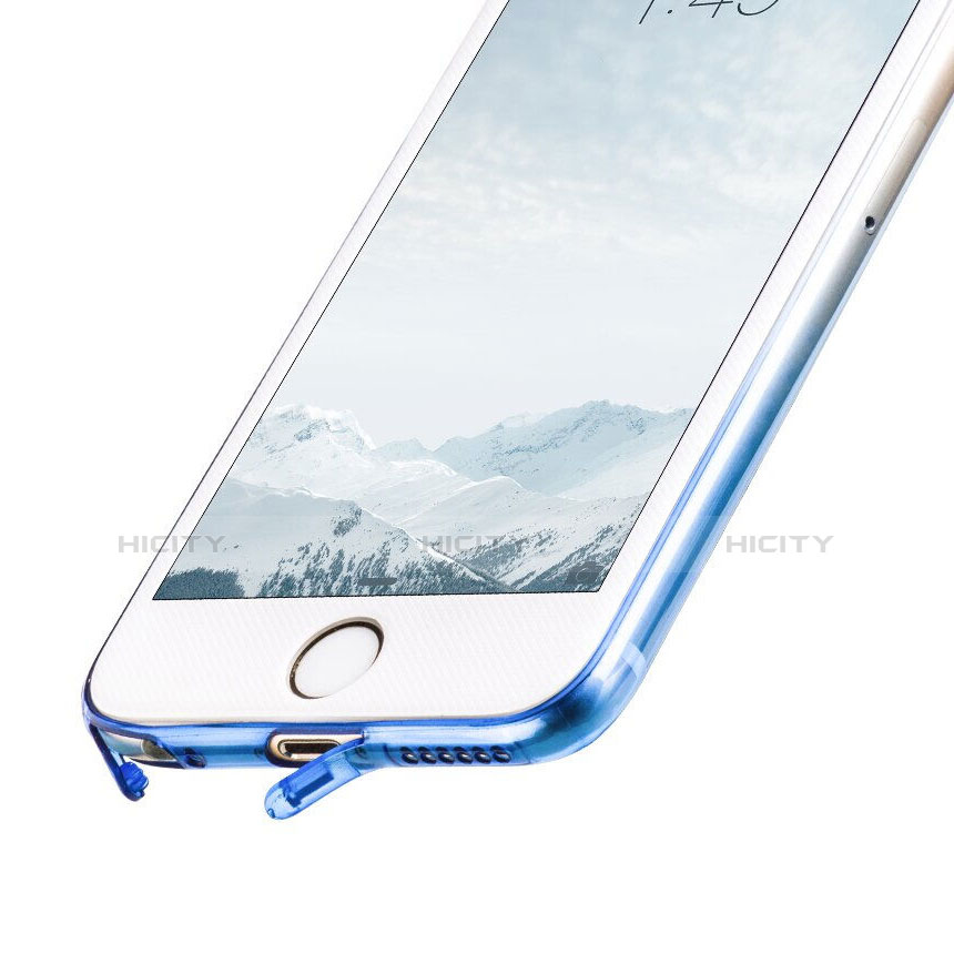 Carcasa Silicona Ultrafina Transparente Gradiente Z01 para Apple iPhone 6 Plus Azul