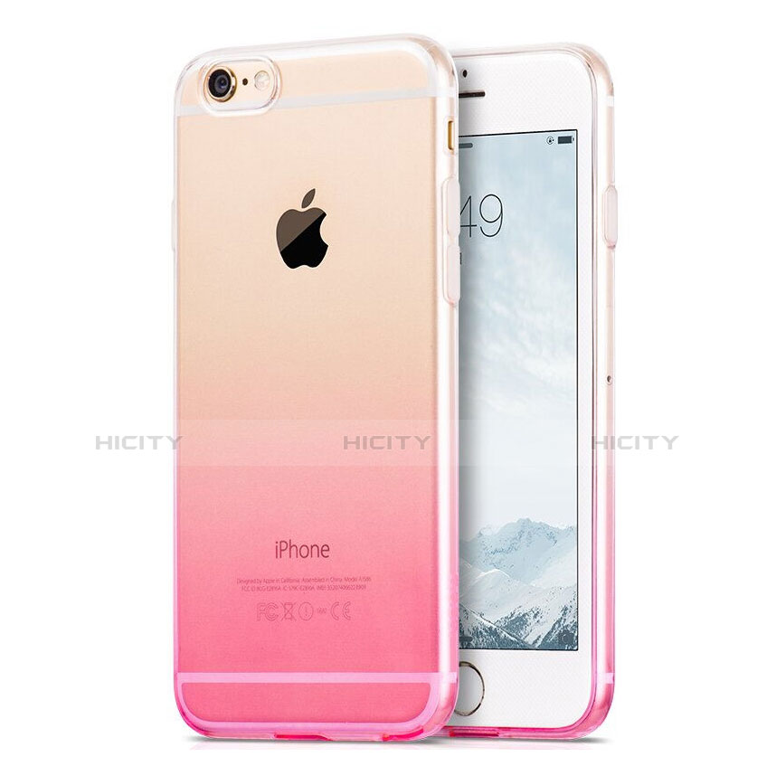 Carcasa Silicona Ultrafina Transparente Gradiente Z01 para Apple iPhone 6 Plus Rosa