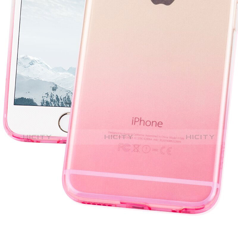 Carcasa Silicona Ultrafina Transparente Gradiente Z01 para Apple iPhone 6 Plus Rosa