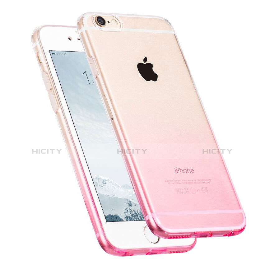 Carcasa Silicona Ultrafina Transparente Gradiente Z01 para Apple iPhone 6 Plus Rosa