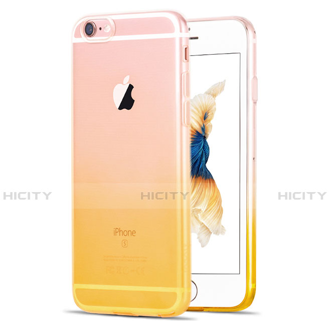 Carcasa Silicona Ultrafina Transparente Gradiente Z01 para Apple iPhone 6S Amarillo