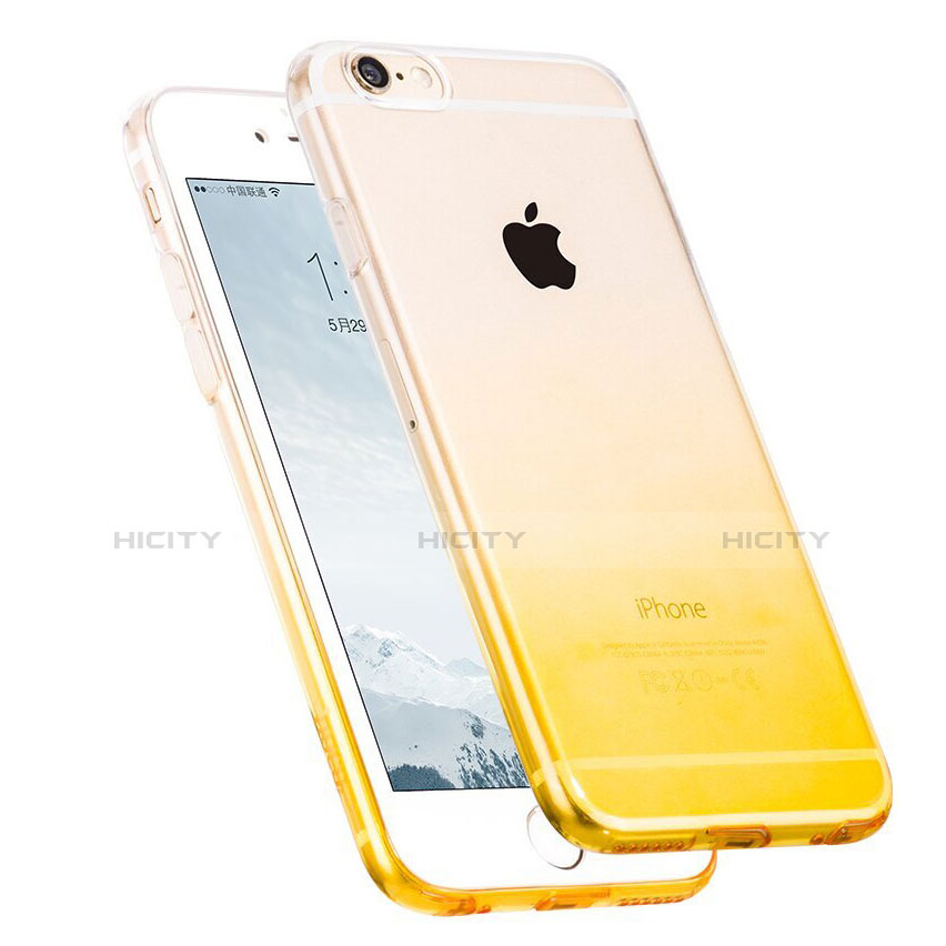 Carcasa Silicona Ultrafina Transparente Gradiente Z01 para Apple iPhone 6S Amarillo