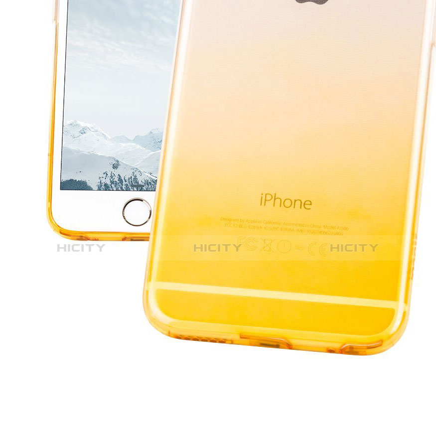 Carcasa Silicona Ultrafina Transparente Gradiente Z01 para Apple iPhone 6S Amarillo