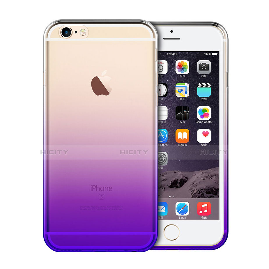 Carcasa Silicona Ultrafina Transparente Gradiente Z01 para Apple iPhone 6S Morado