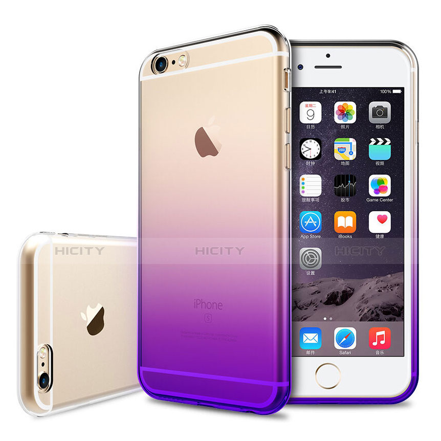 Carcasa Silicona Ultrafina Transparente Gradiente Z01 para Apple iPhone 6S Morado