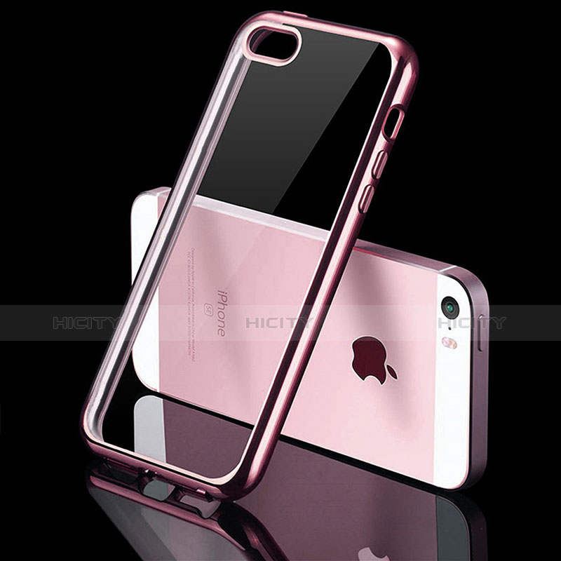 Carcasa Silicona Ultrafina Transparente H01 para Apple iPhone 5 Rosa