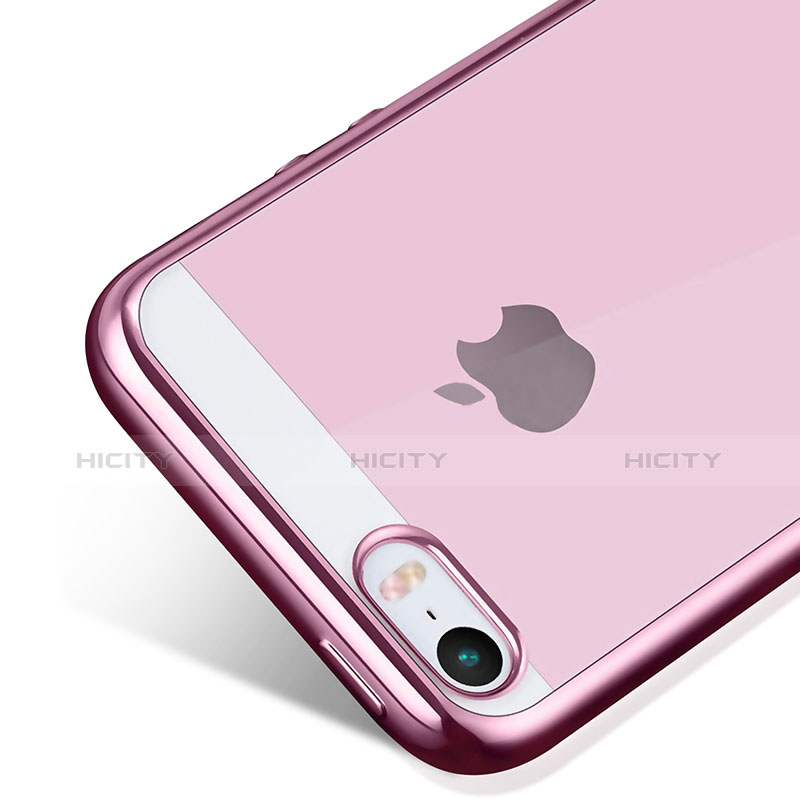 Carcasa Silicona Ultrafina Transparente H01 para Apple iPhone 5 Rosa