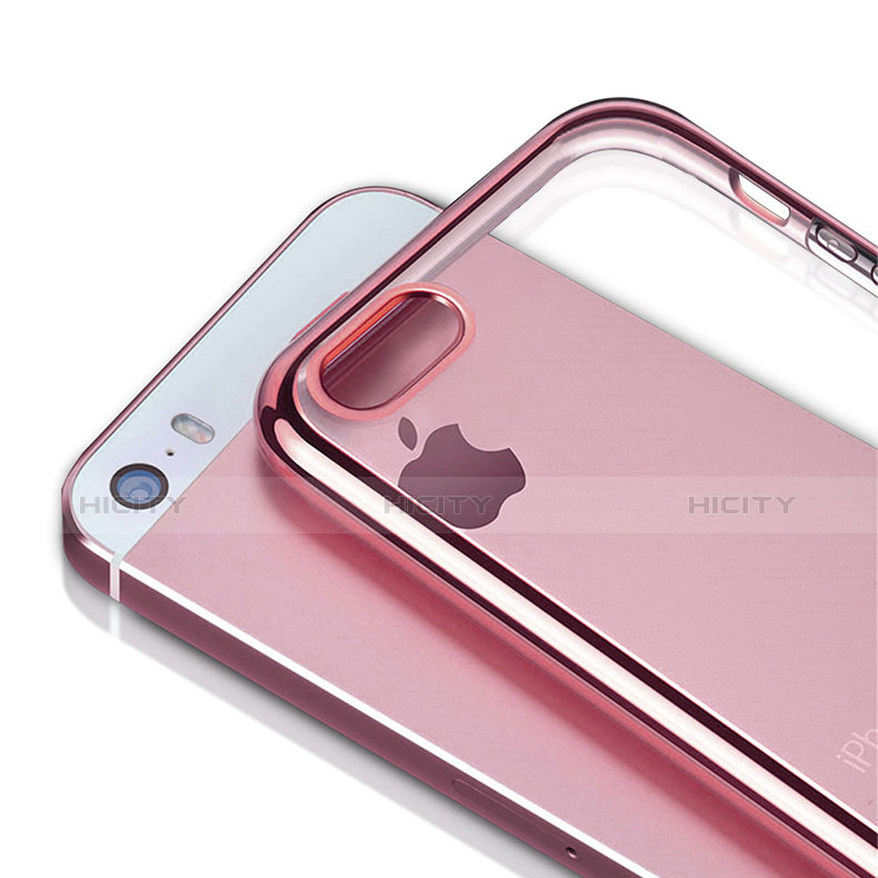 Carcasa Silicona Ultrafina Transparente H01 para Apple iPhone 5 Rosa