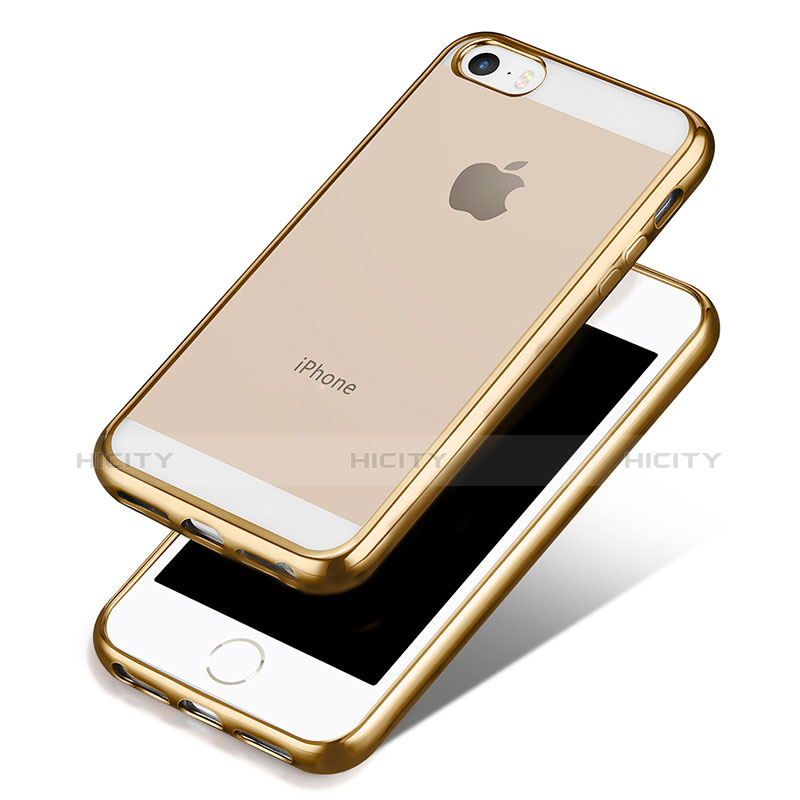 Carcasa Silicona Ultrafina Transparente H01 para Apple iPhone SE Oro