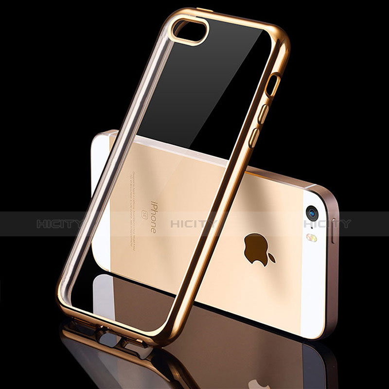 Carcasa Silicona Ultrafina Transparente H01 para Apple iPhone SE Oro