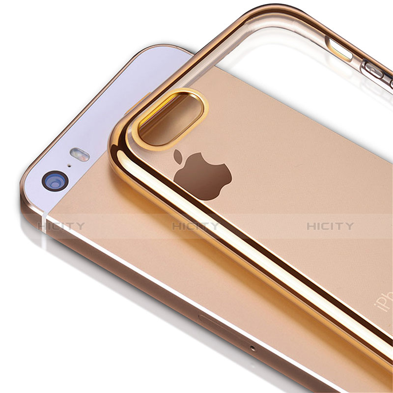 Carcasa Silicona Ultrafina Transparente H01 para Apple iPhone SE Oro