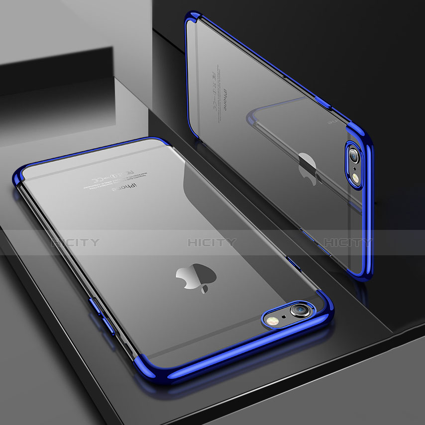 Carcasa Silicona Ultrafina Transparente H03 para Apple iPhone 6 Plus Azul