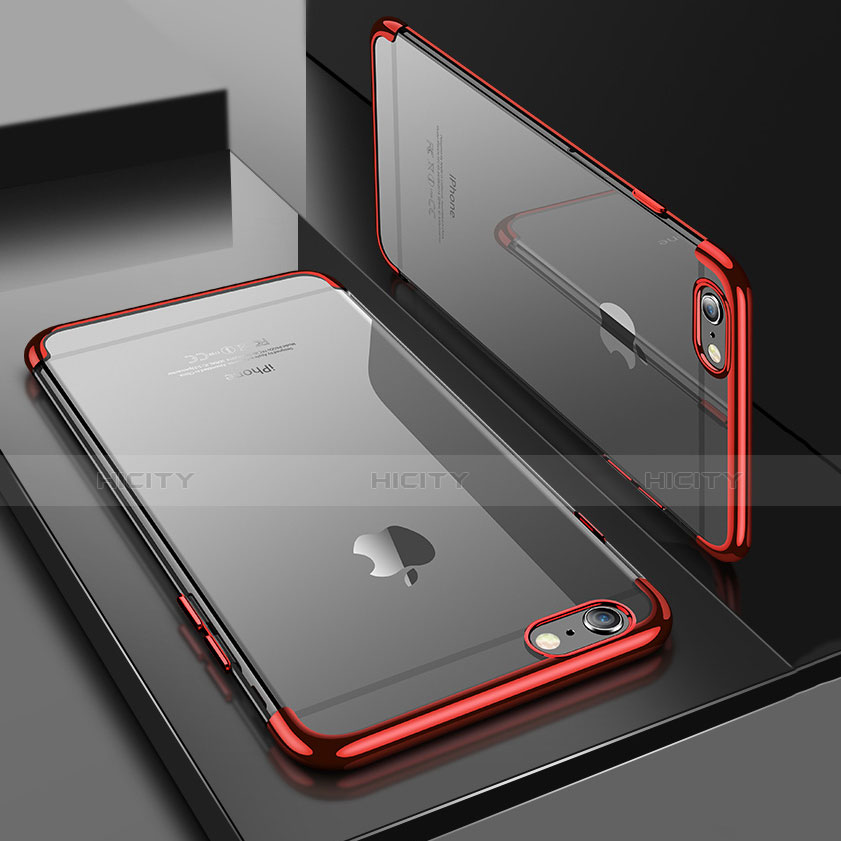 Carcasa Silicona Ultrafina Transparente H03 para Apple iPhone 6 Plus Rojo