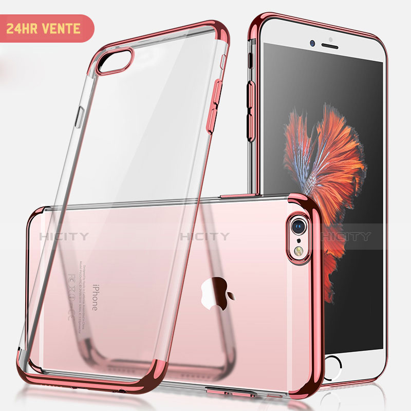 Carcasa Silicona Ultrafina Transparente H04 para Apple iPhone 7 Oro Rosa