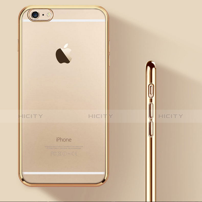 Carcasa Silicona Ultrafina Transparente H06 para Apple iPhone 6 Oro