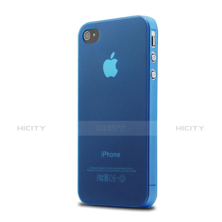 Carcasa Silicona Ultrafina Transparente Mate para Apple iPhone 4 Azul