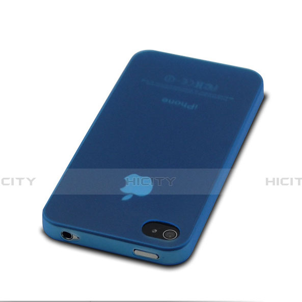 Carcasa Silicona Ultrafina Transparente Mate para Apple iPhone 4 Azul