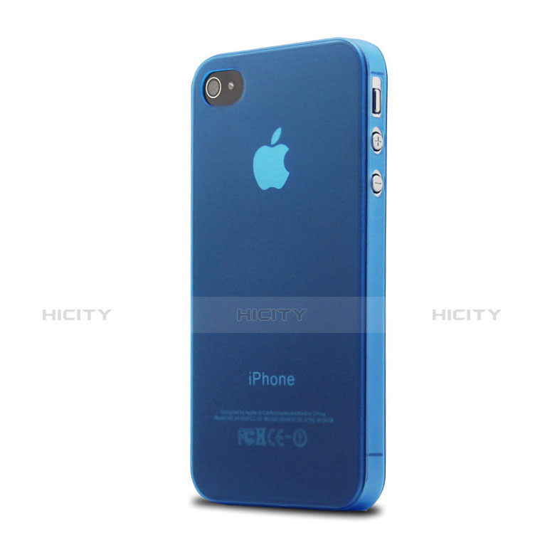 Carcasa Silicona Ultrafina Transparente Mate para Apple iPhone 4S Azul