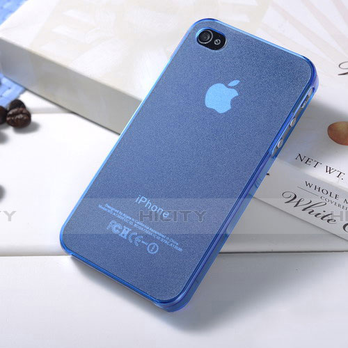 Carcasa Silicona Ultrafina Transparente Mate para Apple iPhone 4S Azul