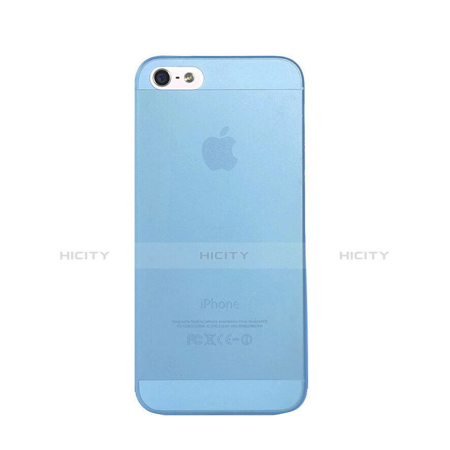 Carcasa Silicona Ultrafina Transparente Mate para Apple iPhone 5 Azul