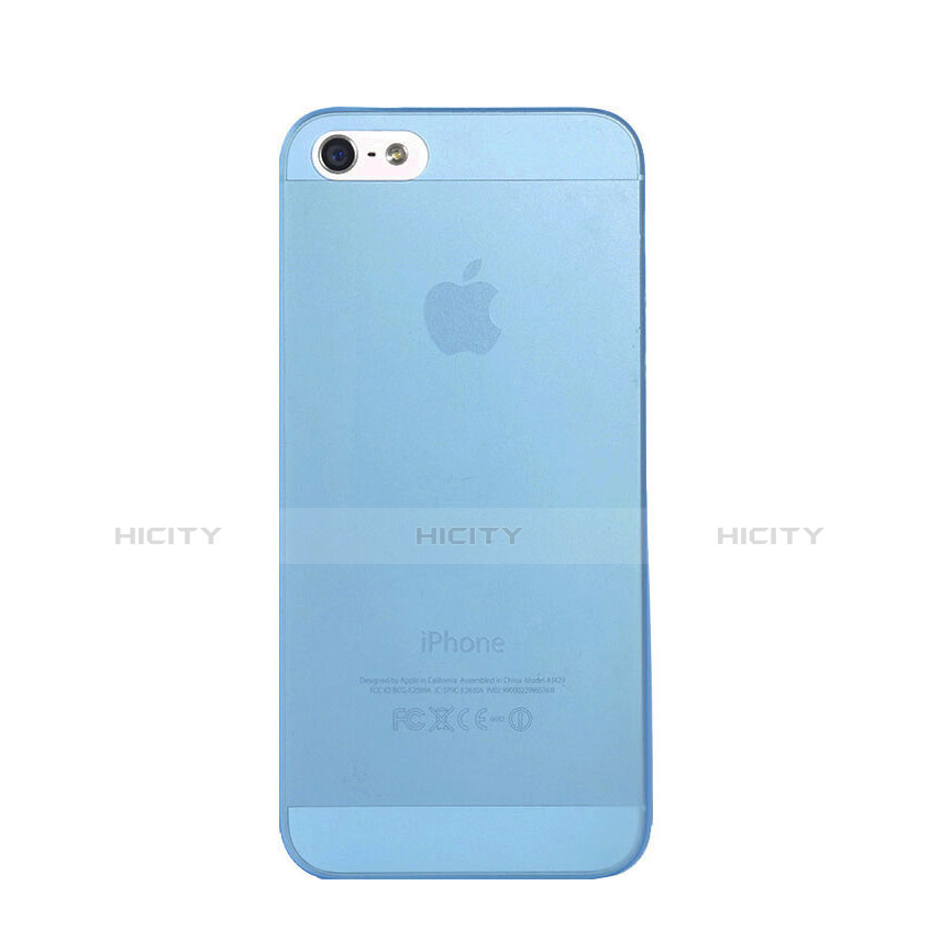 Carcasa Silicona Ultrafina Transparente Mate para Apple iPhone 5S Azul