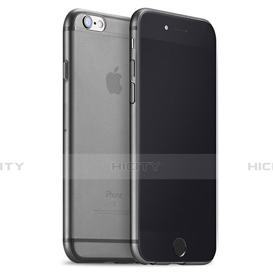 Carcasa Silicona Ultrafina Transparente Mate para Apple iPhone 6S Gris Oscuro