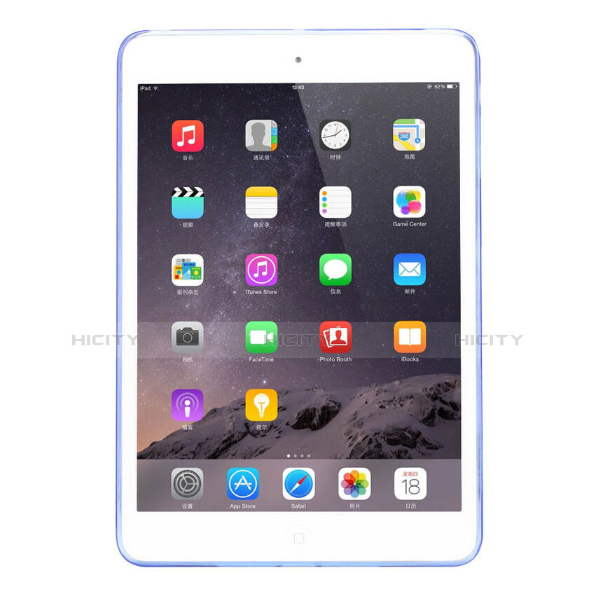 Carcasa Silicona Ultrafina Transparente para Apple iPad Mini 2 Azul Cielo