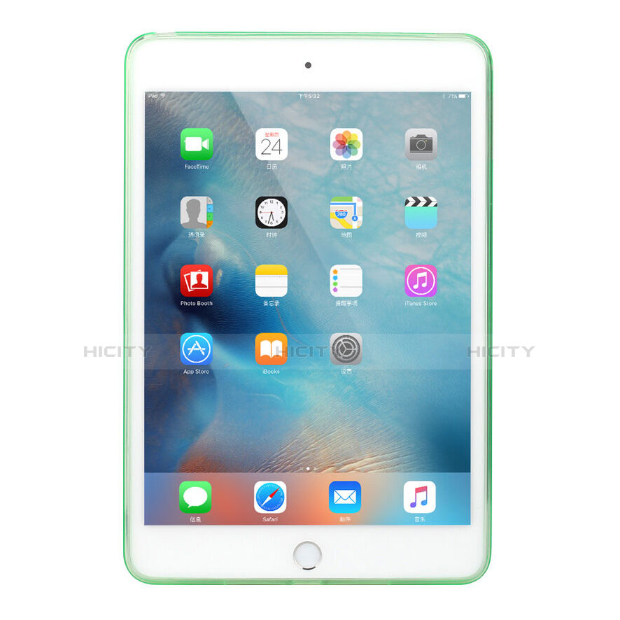 Carcasa Silicona Ultrafina Transparente para Apple iPad Mini 4 Verde