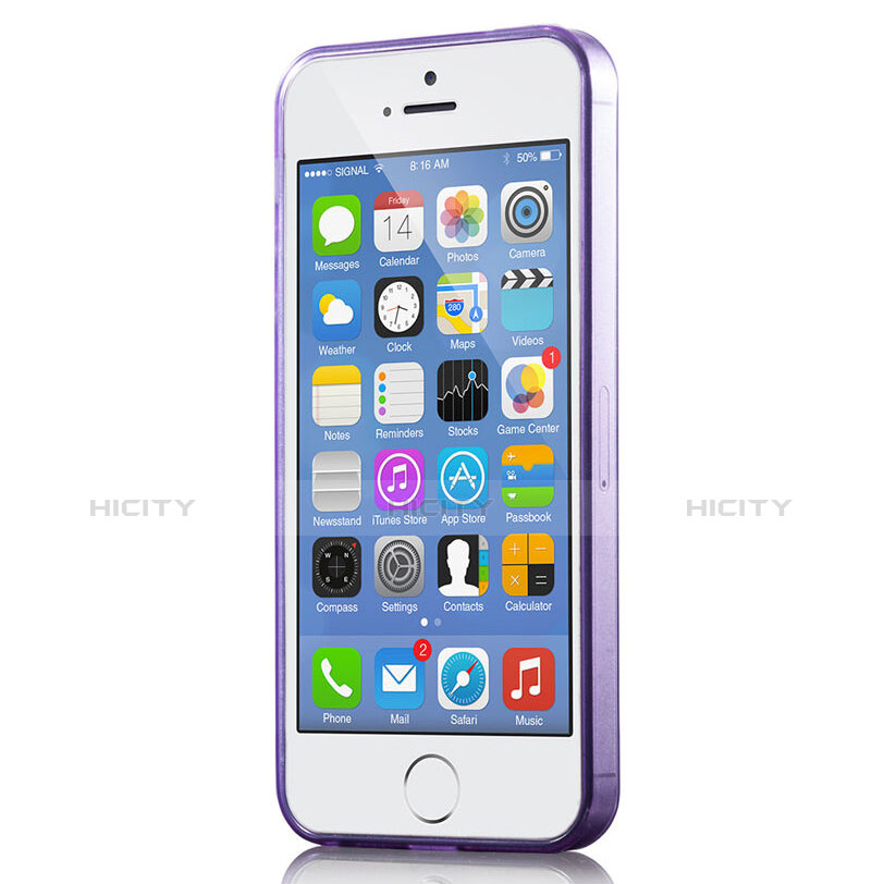 Carcasa Silicona Ultrafina Transparente para Apple iPhone 5 Morado