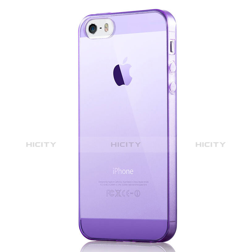 Carcasa Silicona Ultrafina Transparente para Apple iPhone 5 Morado