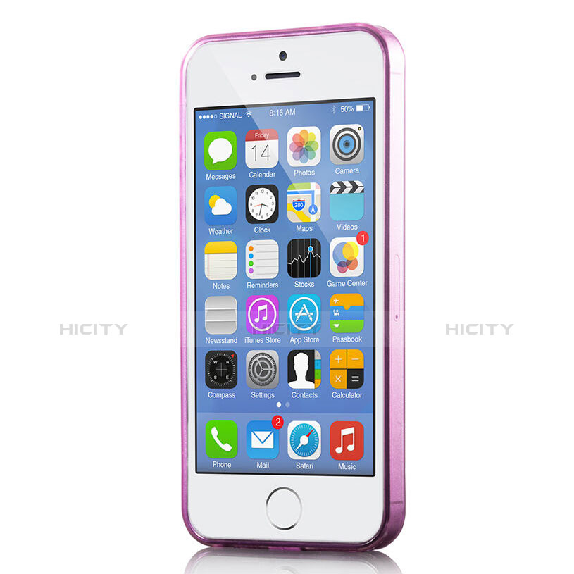 Carcasa Silicona Ultrafina Transparente para Apple iPhone 5S Rosa Roja